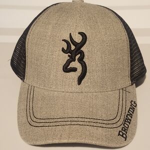 Men's Browning Buckmark Trucker Cap Hat Heather Gray - Black